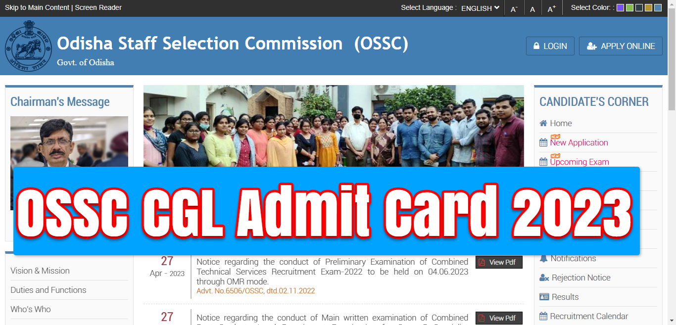 OSSC CGL Admit Card 2023: Exam Pattern PDF Download