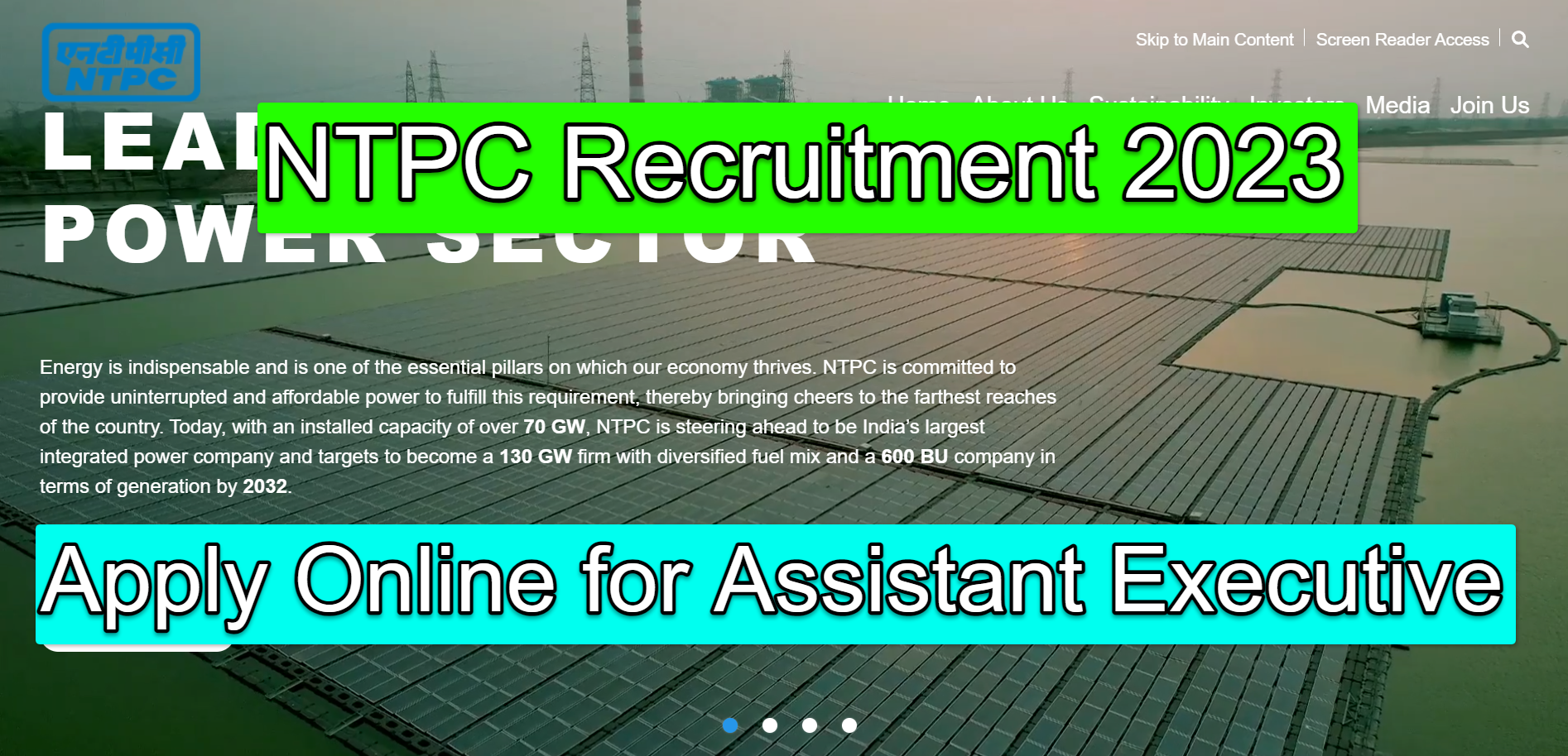 NTPC Recruitment 2023 : Apply Online for Assistant Executive
