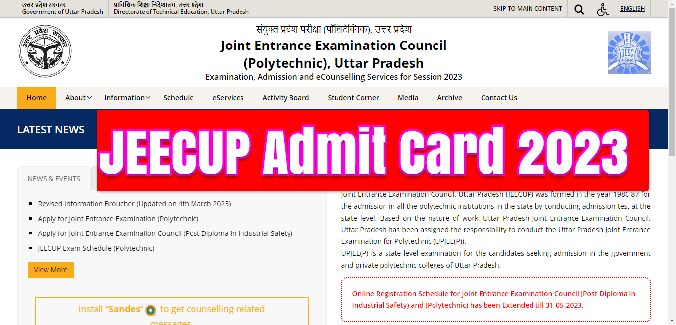 JEECUP Admit Card 2023 - Download Now | jeecup.admissions.nic.in