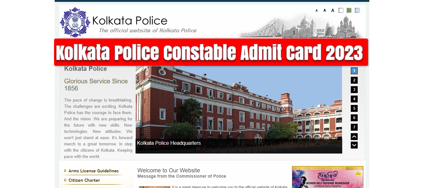 Kolkata Police Constable Admit Card 2023 | Link Available